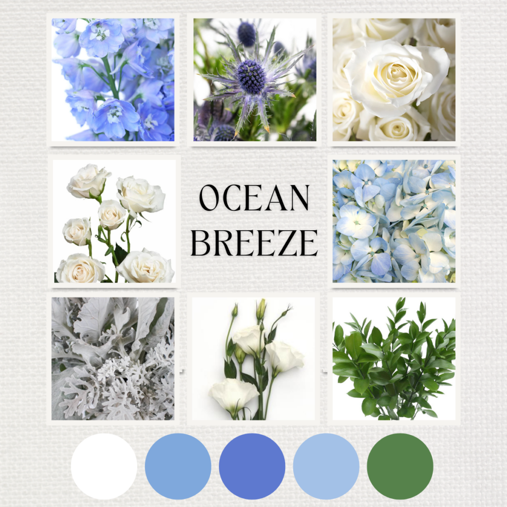 Ocean Breeze Color Palette - Just Bloom'd Weddings, Wedding Florist in Sudbury, MA.