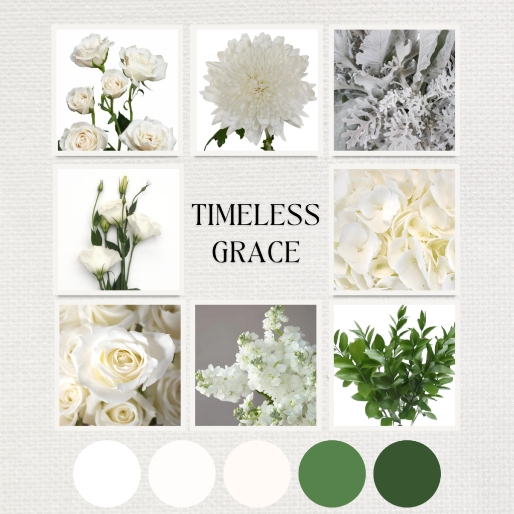 Timeless Grace Color Palette - Just Bloom'd Weddings, Wedding Florist in Sudbury, MA.