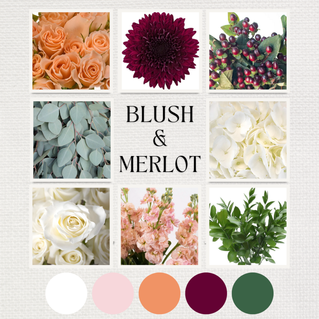 Blush and Merlot Color Palette - Just Bloom'd Weddings, Wedding Florist in Sudbury, MA.