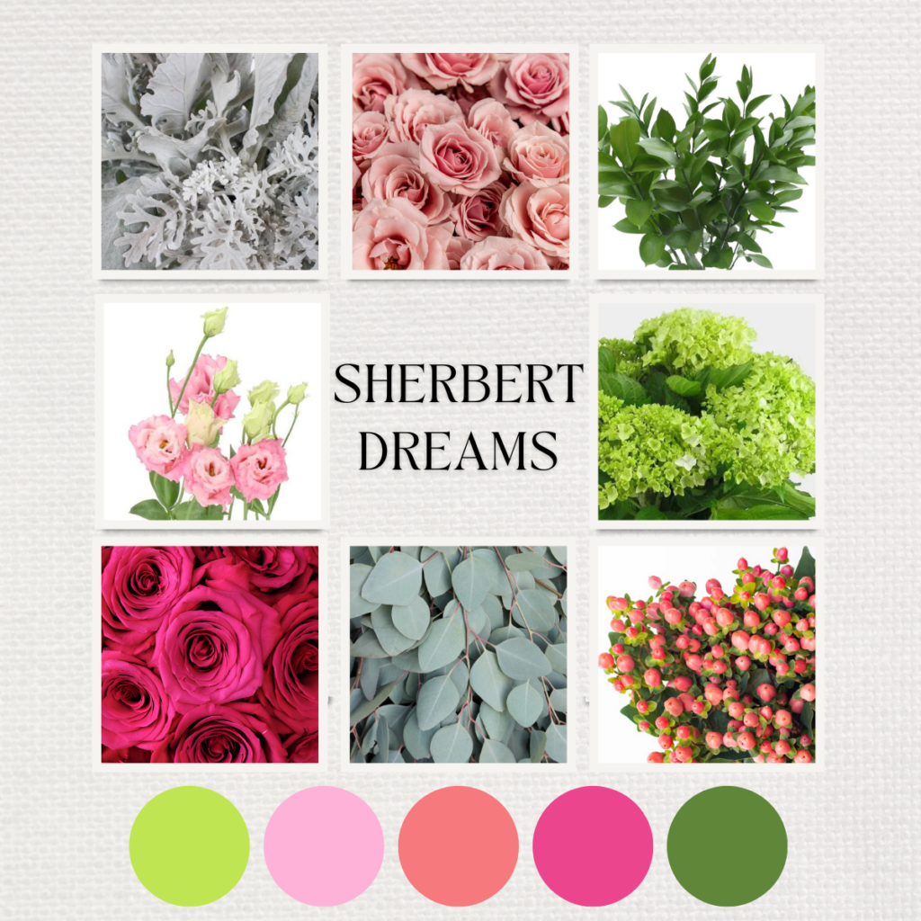 Sherbert Dreams Color Palette - Just Bloom'd Weddings, Wedding Florist in Sudbury, MA.